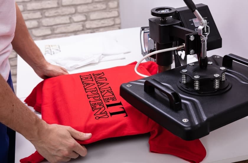 screen print transfers being made with a heat press